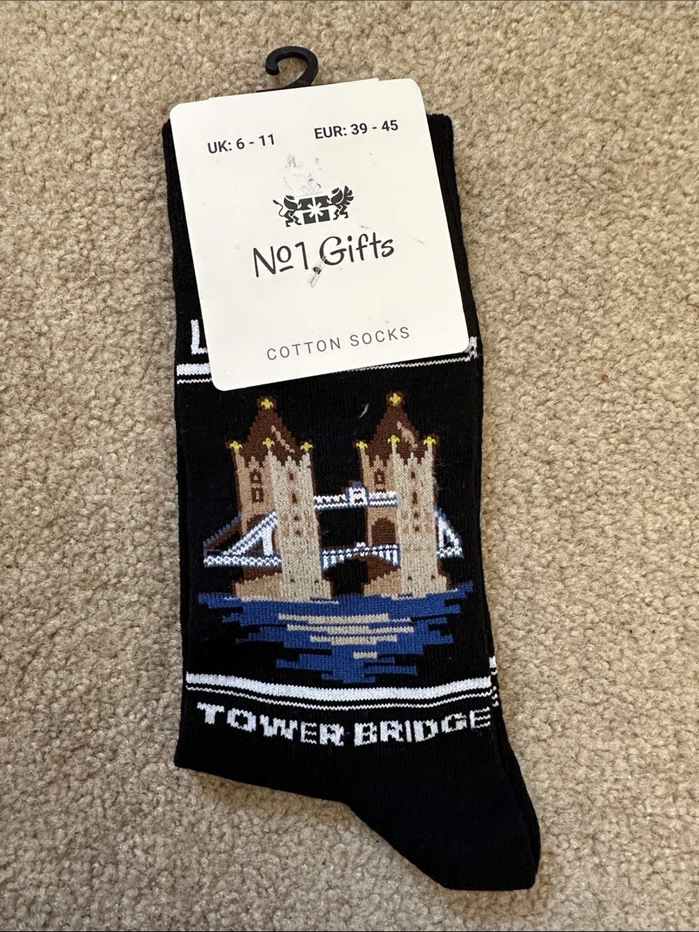Men’s Black Cotton Tower Bridge Socks